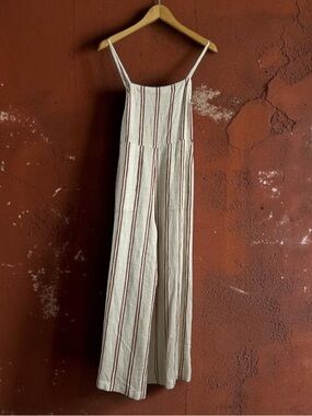 Rip Curl Cream Jumpsuit with Red Stripes